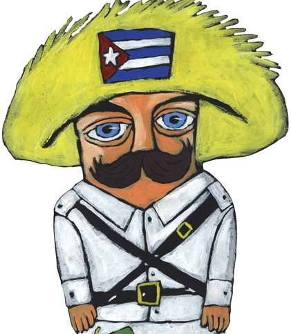 Caricatura mambí cubano con bigote. Foto tomada de Juventud Rebelde