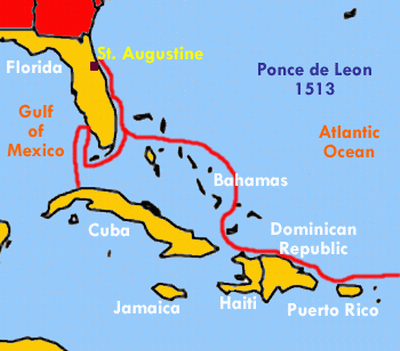 Ruta seguida por Juan Ponce de León