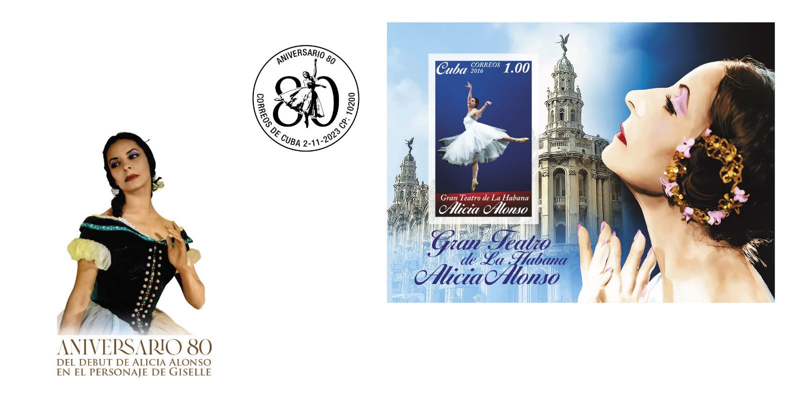 Cancellation of commemorative stamp for 80th anniversary of Alicia Alonso’s Giselle debut