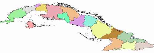 Mapa de la isla de Cuba