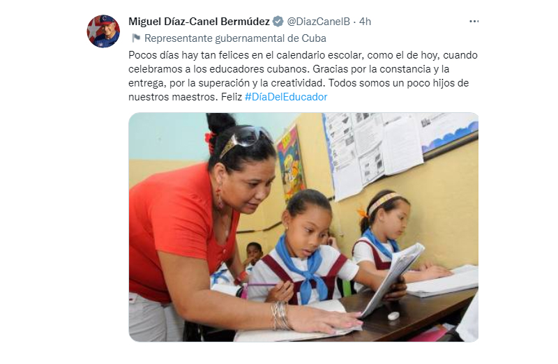 Felicita Miguel Díaz-Canel a educadores cubanos