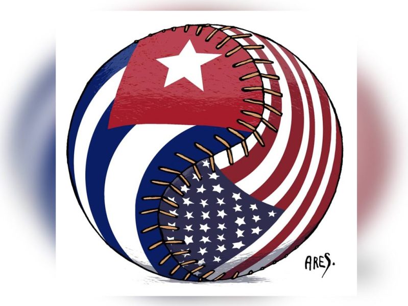 Artista Ares dedica obra al partido de béisbol entre Cuba y Estados Unidos