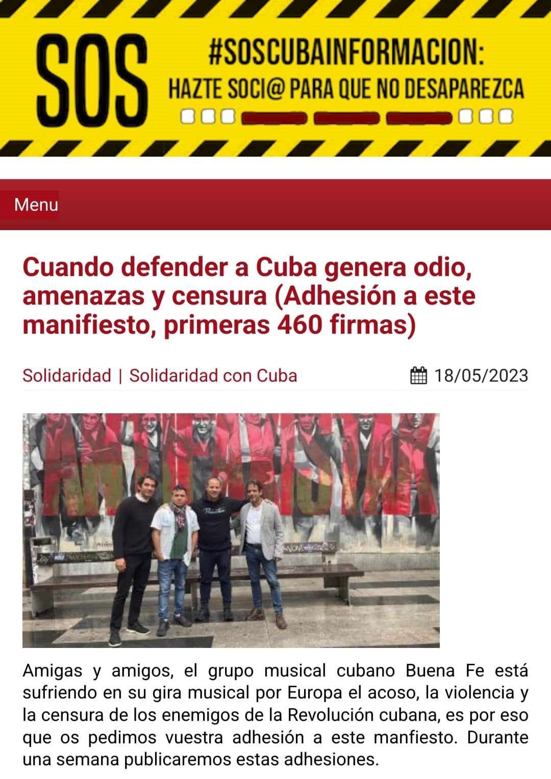 Gran apoyo en España a grupo musical cubano Buena Fe