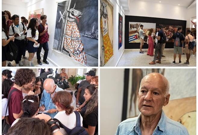 Pintor cubano Rafael Zarza expone su arte en escuela donde se forjó
