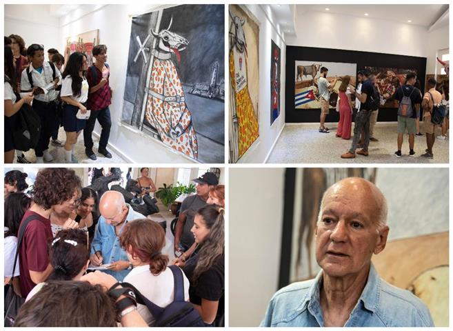Pintor cubano Rafael Zarza expone su arte en escuela donde se forjó