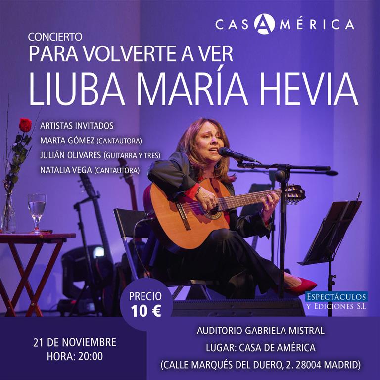 Ofrecerá Liuba María Hevia concierto en Madrid