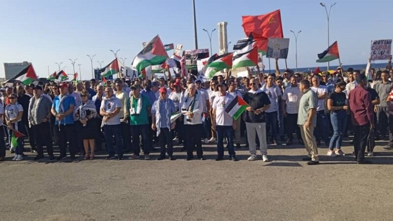 Encabeza presidente de Cuba marcha en solidaridad con Palestina