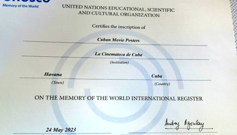 Ya están en Cuba los documentos originales de Unesco para mérito del cine