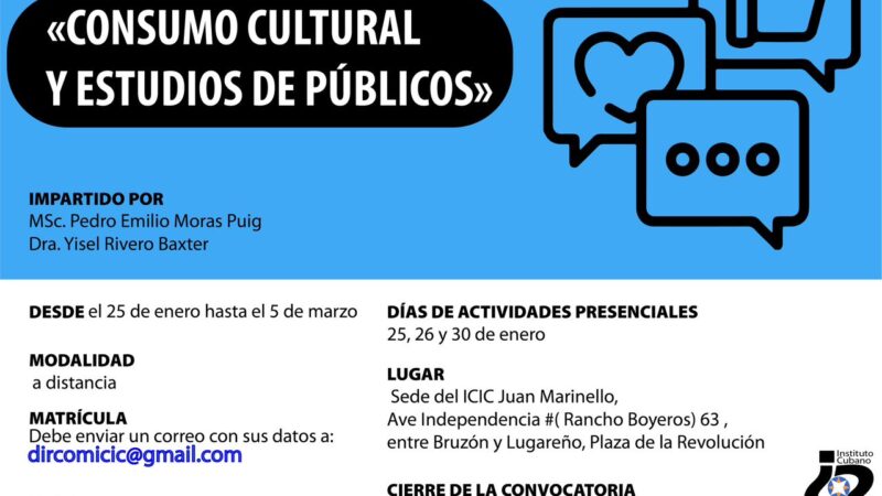Postgrado sobre consumo cultural y estudios públicos en el Instituto Juan Marinello