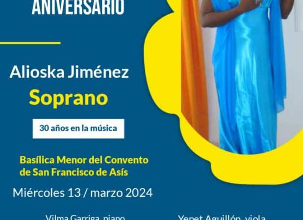 Celebra soprano Alioska Jiménez 30 años de trayectoria artística