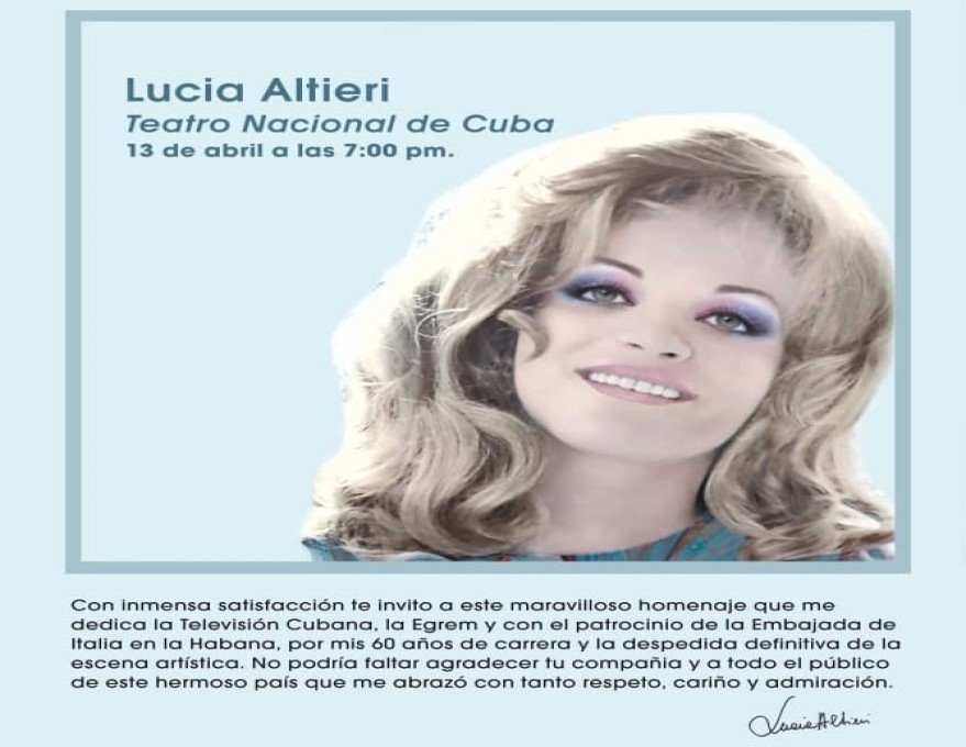 La cantante italiana Lucía Altieri se despide agradeciendo