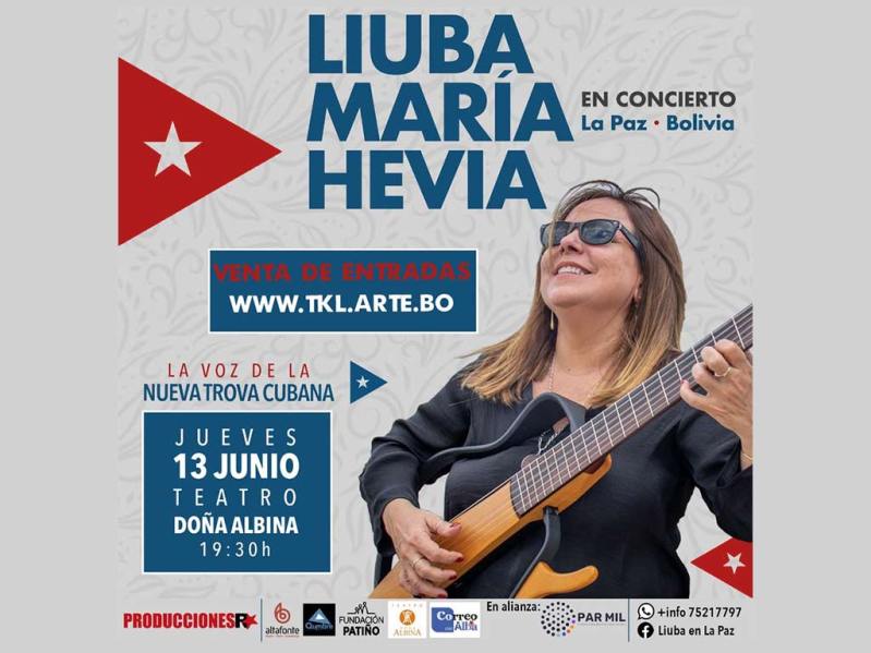 Liuba María Hevia cantará este jueves en La Paz, Bolivia