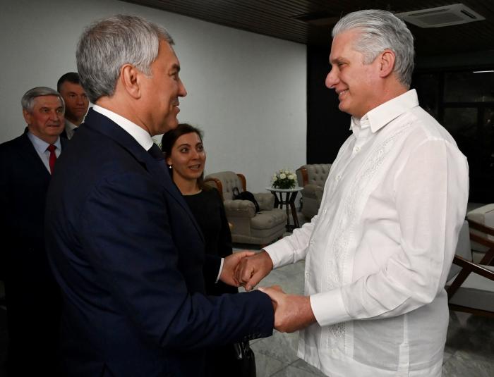 Dialogó Díaz-Canel con el Presidente de la Duma Estatal de la Asamblea Federal de Rusia