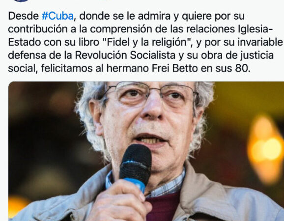 Felicita Presidente Díaz-Canel a Frei Betto por su cumpleaños 80
