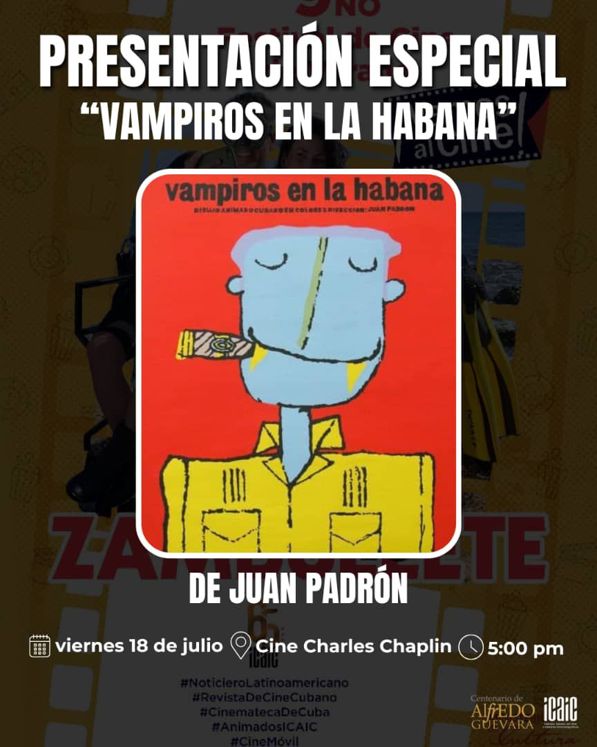 Clásico cubano de animación Vampiros en La Habana en cine Chaplin