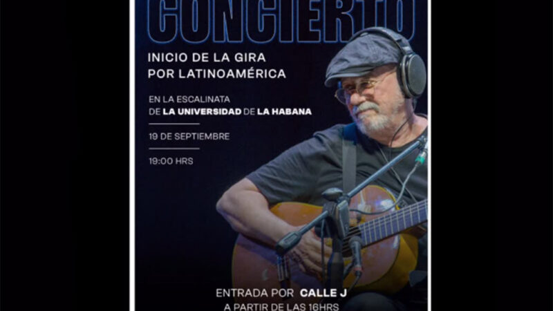 Silvio Rodríguez en concierto esta noche en la escalinata