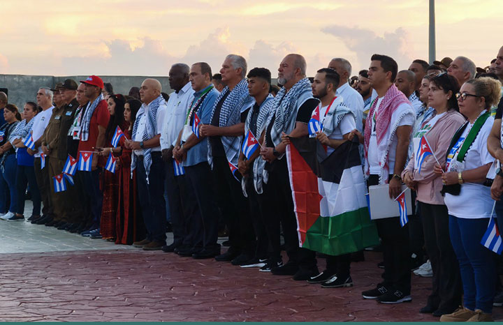 Encabeza Presidente de Cuba acto de solidaridad con Palestina