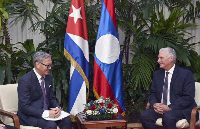 Reciben Díaz-Canel y Marrero Cruz a canciller de Laos