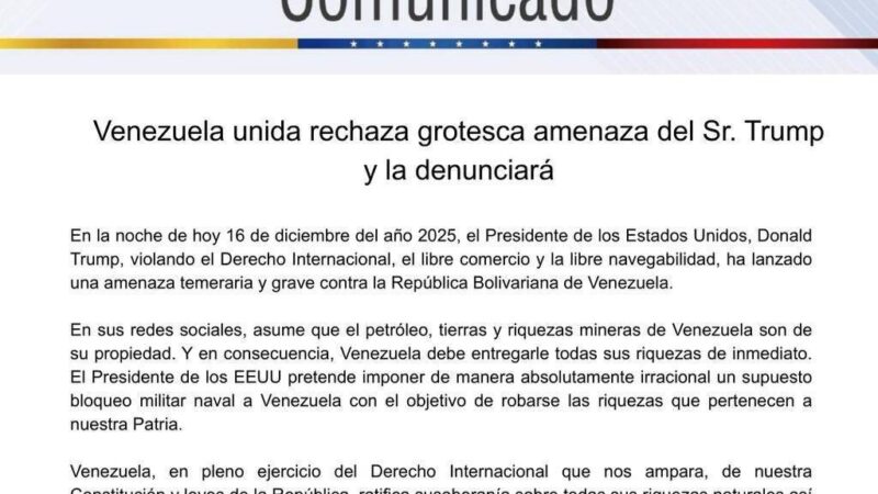 Cuba rechaza bloqueo naval de los Estados Unidos contra Venezuela