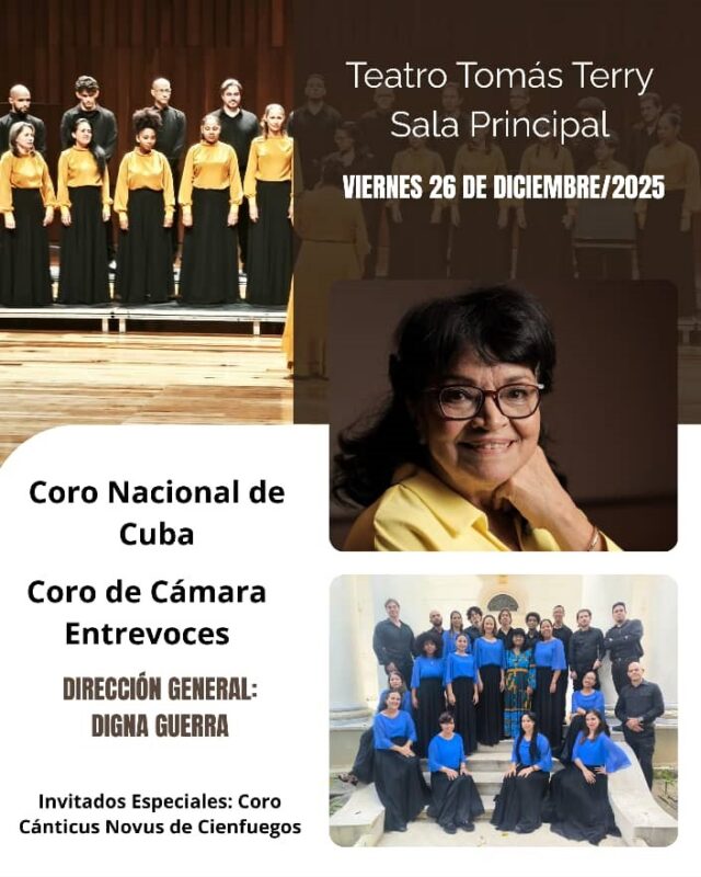 Ofrecerán concierto en Cienfuegos el Coro Nacional de Cuba y la Agrupación Coral Entrevoces
