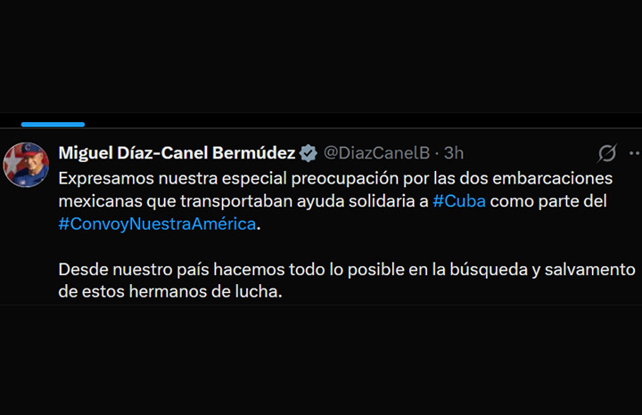 Expresa Díaz-Canel preocupación por embarcaciones mexicanas ausentes