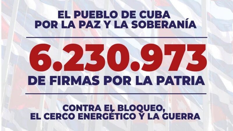 Más de seis millones de firmas reafirman posición de Cuba por la paz