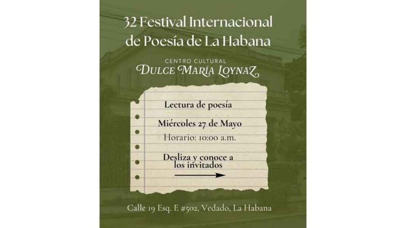 Acogerá Centro Cultural Dulce María Loynaz primera lectura del Festival de Poesía