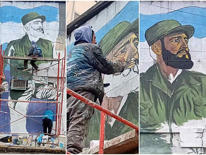 Pintan mural en Argentina por el centenario de Fidel