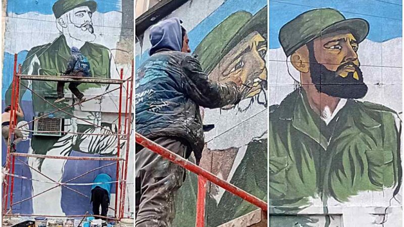 Pintan mural en Argentina por el centenario de Fidel