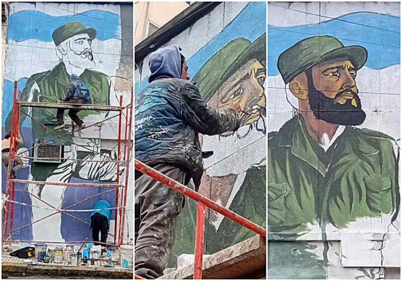 Pintan mural en Argentina por el centenario de Fidel