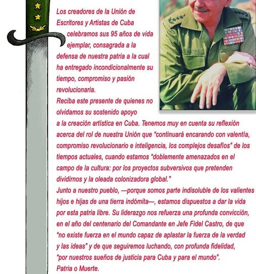 Escritores y artistas cubanos honran a Raúl Castro en su cumpleaños