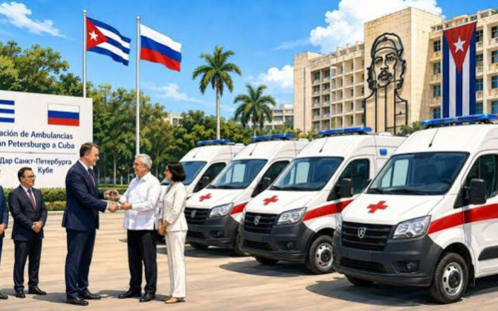 Dona ciudad de San Petersburgo ambulancias a Cuba