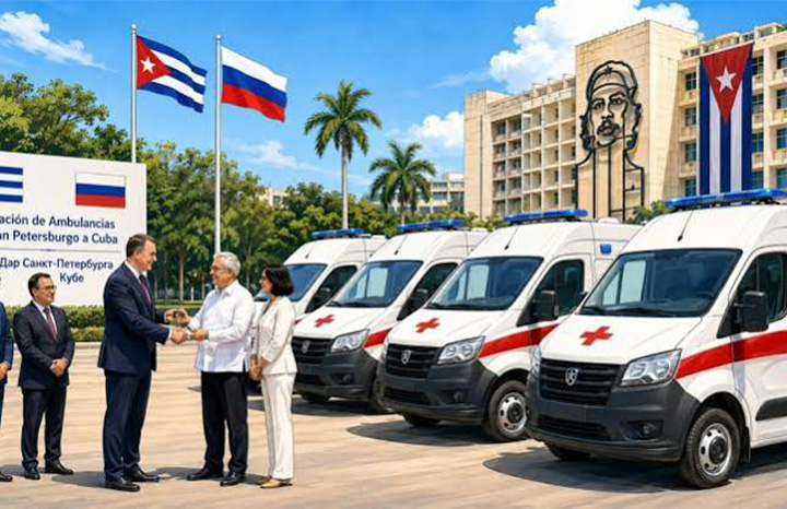 Dona ciudad de San Petersburgo ambulancias a Cuba